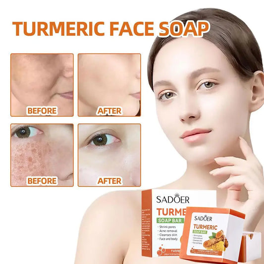 Turmeric Soap Face Cleansing Anti Acne Skin Brighten Dark Body Ginger Remove Essential Pimples Bath Lightening Spot Oil Han X1F9