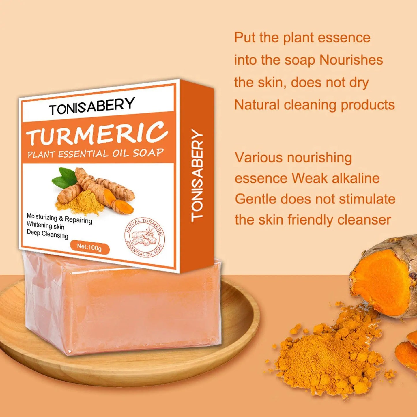 Turmeric Soap Face Cleansing Anti Acne Skin Brighten Remove Pimples Dark Spot Lightening Handmade Ginger Essential Oil Body Bath