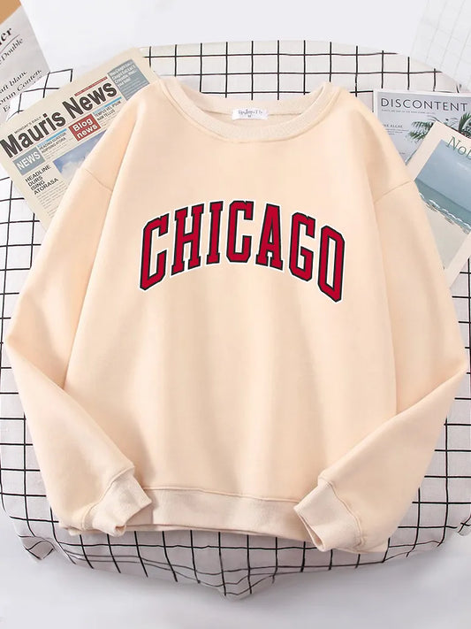 American City Chicago Hoodies Women simple S-XXL Hoodie Loose Street High Quality Sweatshirt hip hop Casual Warm Tops Female cho