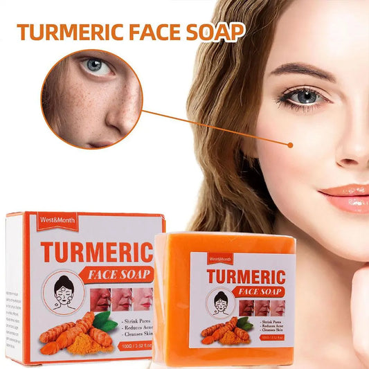 100g Turmeric Soap Face Cleansing Anti Acne Skin Brighten Dark Lightening Pimples Essential Handmade Ginger Spot Oil Remove F4L9