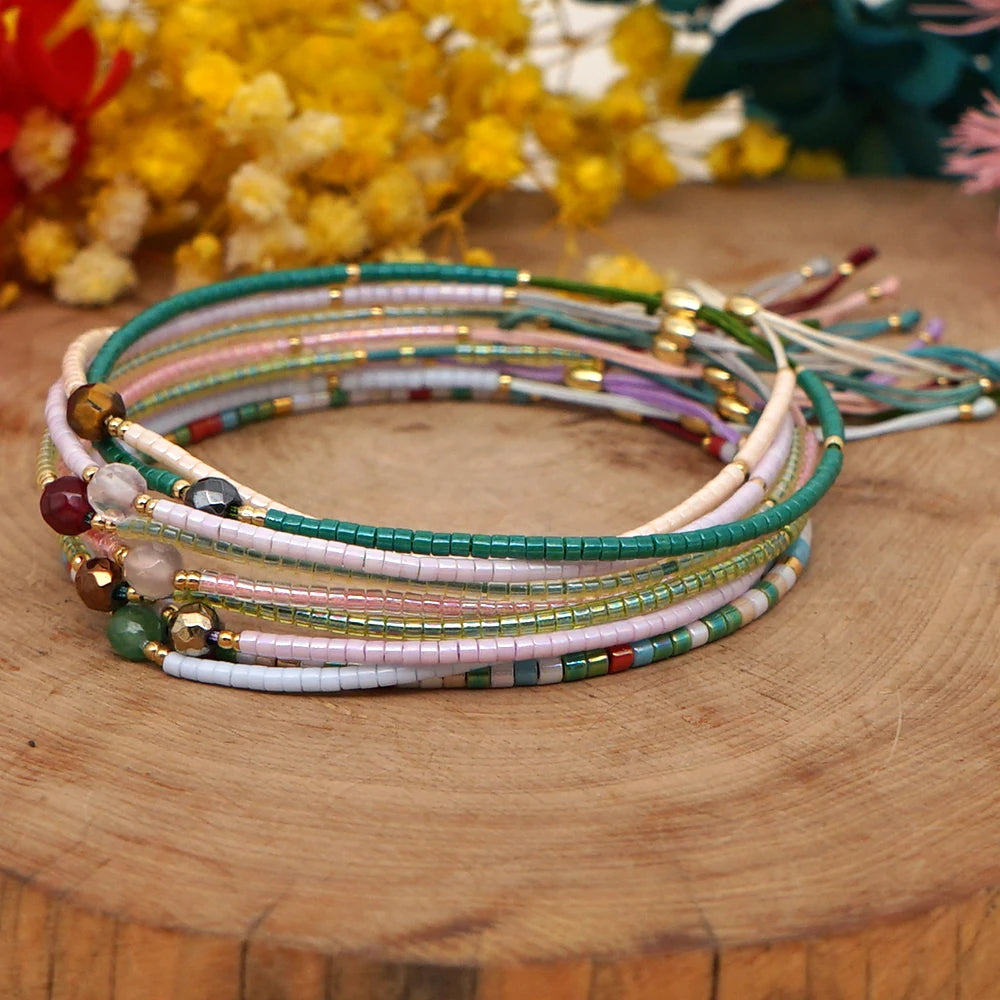 Go2Boho Tiny Bracelets Miyuki Beads Simple String Glass Beaded Braclets Beach Pearl Charm Bracelet For Women Jewellery