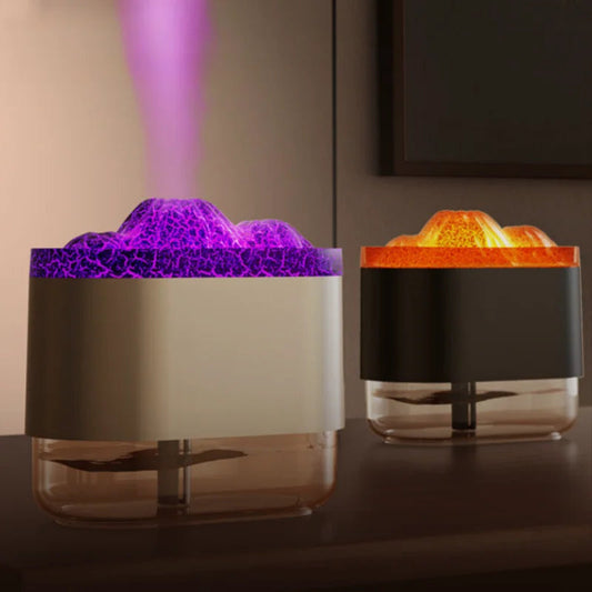 USB Volcano Air Humidifier Aromatherapy Diffuser with Ambient Light 300ML Ultrasonic Mist Maker Quiet Sprayer for Bedroom Office