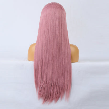 Synthetic Lace Wig Deep Part Long Straight Wig Ombre Pink Cosplay Wigs Synthetic Lace Wigs For Women