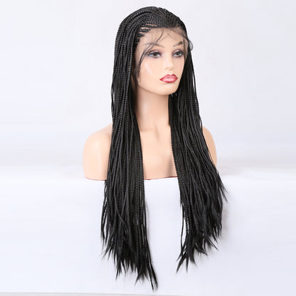Long Synthetic Wig with Braided Box Braids Wigs For Black Women Daily Wear White Hat Wig Adjustable For Girls