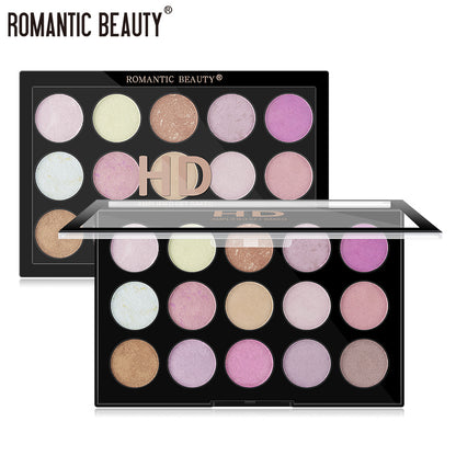 Romantic Beauty 15 Color Multi-Color Highlighter Pearl Eyeshadow Color Makeup Face Nose And Neck Finishing