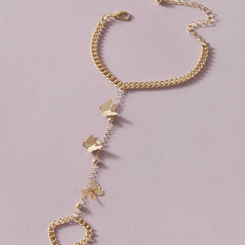Ladies Bracelet Ins Wind Niche Design Butterfly Pendant Chain Splicing Link Bracelet