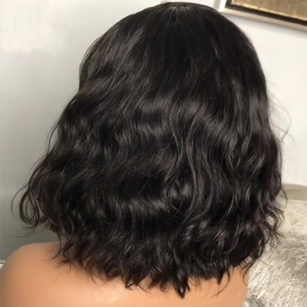 New Ladies Chemical Fiber Front Lace Bobo Short Curly Hair Long Bangs Wig Headgear 2024