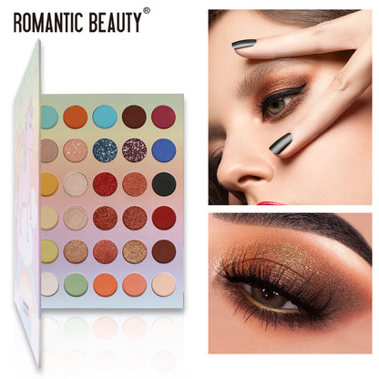 Romantic Beauty 30 Color Large Plate Pearlescent Matte Eye Shadow Plate Color Makeup Eye Shadow