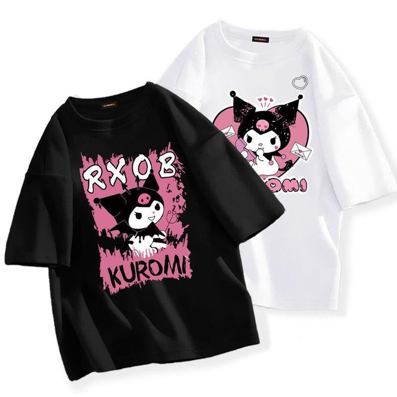 Kawaii Sanrio Kuromi T-shirt Cute Anime Cartoon Lovers' Pure