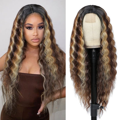 European and American Women's Wig Small Lace Center Deep Wave Long Curly Wig Headband Lace Wigs