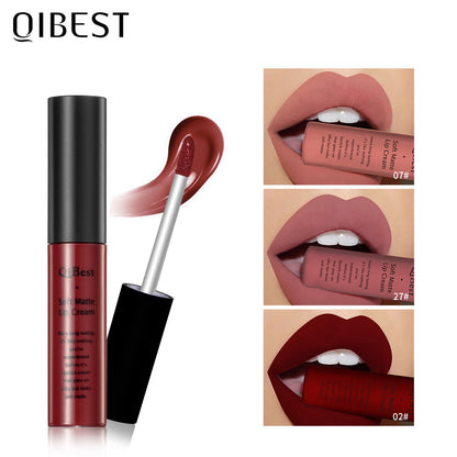 Qibest 34 Colors Matte Non-Stick Cup Does Not Fade Lip Gloss Matte Liquid Lipstick Makeup