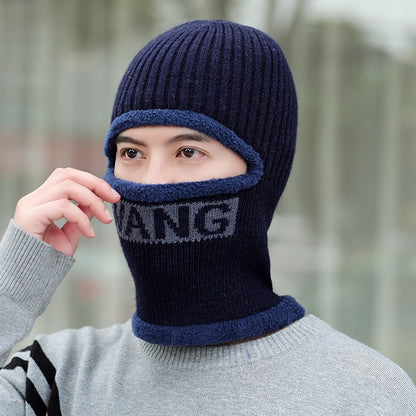 Men's Hat Winter Thickening Warm Woolen Cap Cycling Face Protection Against Cold Cotton Knitted Cap mask & bonnet