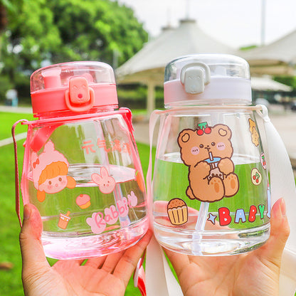 Summer Heat-resistant Cartoon Double-drinking Plastic Cup we
