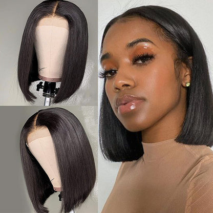 Wig Chemical Fiber High Temperature Silk Front Lace Wig Headgear Human Hair Wigs For Black Women Middle Part BOB
