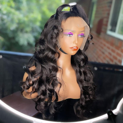 New Women's Chemical Fiber Front Lace Wavy Long Curly Cute Hair Lanting Wig Headgear 2024
