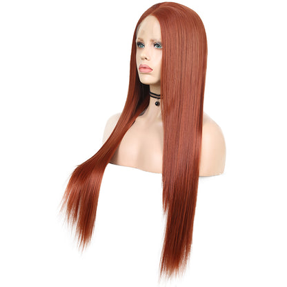 Chemical Fiber Front Lace Wig Headgear Long Straight Hair Natural Hairline Wig 2024