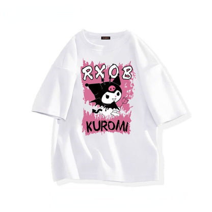 Kawaii Sanrio Kuromi T-shirt Cute Anime Cartoon Lovers' Pure