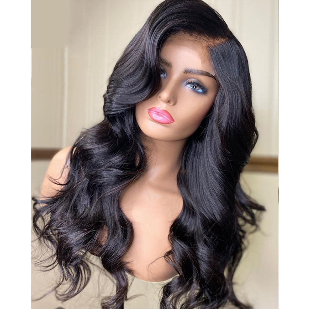 New European And American Women's Natural Front Lace Wavy Long Curly Lanting Wig Headgear