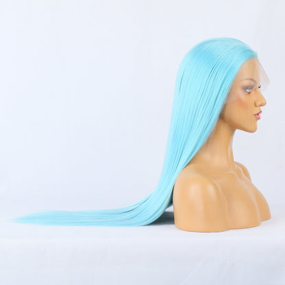 Blue Wig Front Lace Big Lace Ladies Chemical Fiber Wig Headgear Lace Wigs Long Straight Hair