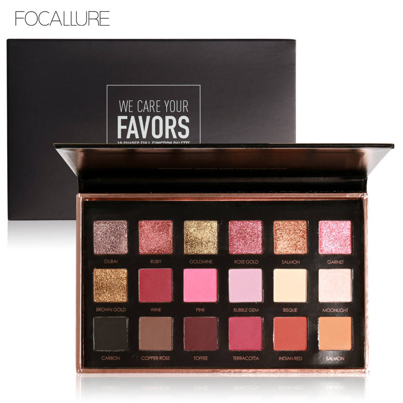 FOCALLURE 18 Colors Palette Shimmer Matte Pigment Eye Shadow Cosmetics Mineral Nude Glitter Eye Makeup Beauty