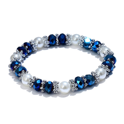 Fashion Shiny Colorful Bangle Rhinestone Faux Pearl Charm Bracelets for Women Wedding Jewelry Birthday Gift