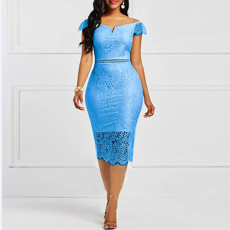 Elegant Lace Evening Wedding Party Dress for Women Sexy Hollow Out Office Ladies Bodycon Dresses Fashion Birthday Club dan
