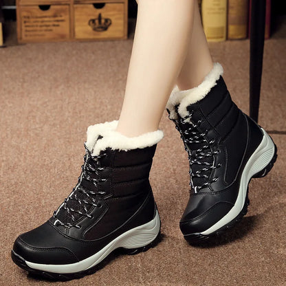 Women's Shoes Winter Fashion Ankle Boots Women Keep Warm Female Lace Up Waterproof Boots Ladies Comfortable Women's Ankle Shoes
