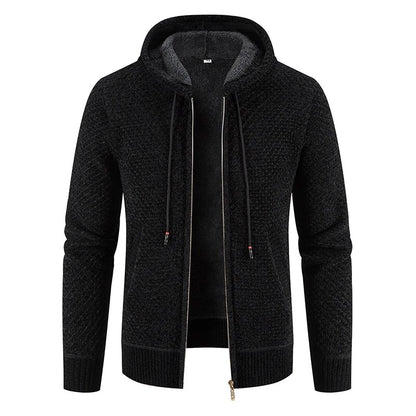 Cardigan Men's  Jacket Male Cold Blouse Autumn Winter New Korean Casual Slim Hooded Windbreaker Warm Y2K Chenille Coat