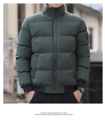 CARTELO printed men's jacket, fashionable solid color casual thickened jacket, stand collar, cold resistant large padded jacket,