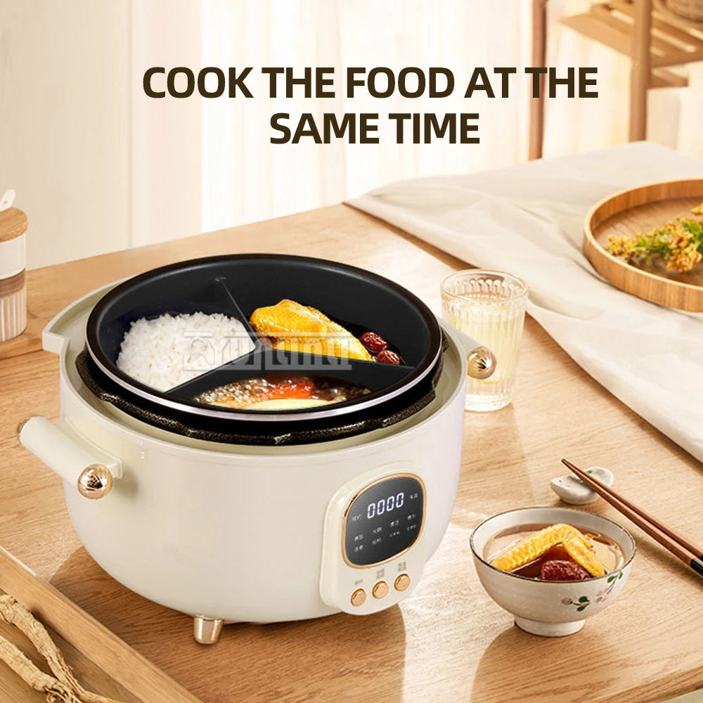 Household Electric Rice Cooker Multifunctional  Intelligence Pressure Cooker Three-compartment Hot Pot Non Stick Cooking Pot