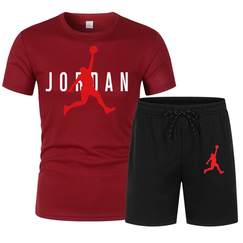 Chándal de baloncesto para hombre, ropa deportiva de manga corta, conjunto de 2 piezas