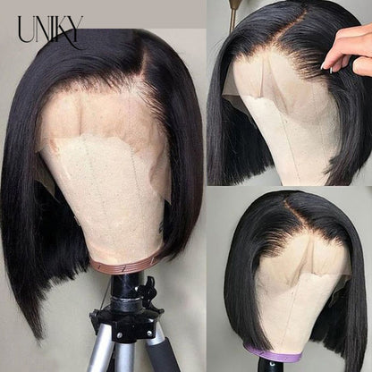 Cheap Straight Human Hair Wigs Side Part Bob Wig Lace Frontal Wig With Baby Hair Brazilian Virgin Hair perruque cheveux humain