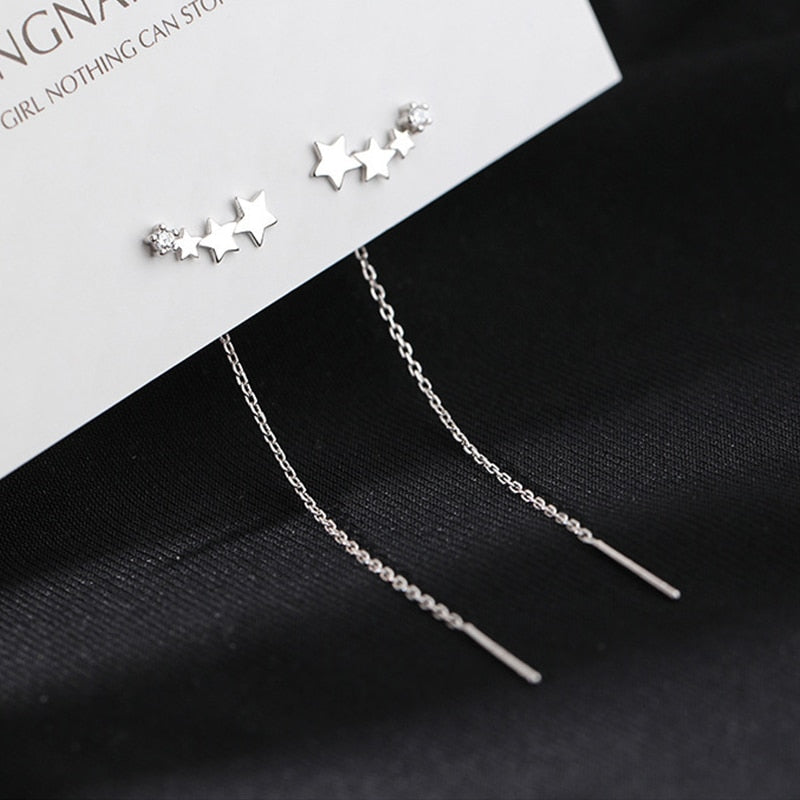 Trend Simulation Pearl Long Earrings Female Moon Star Flower Rhinestone Wedding Pendant Earrings Fashion Korean Jewelry Earrings