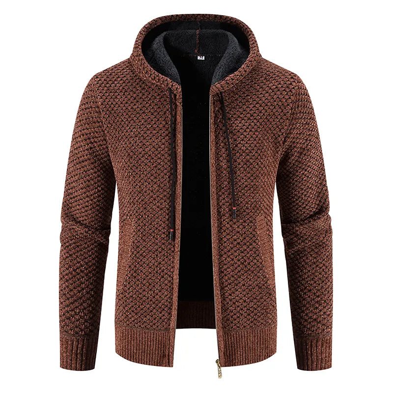 Cardigan Men's  Jacket Male Cold Blouse Autumn Winter New Korean Casual Slim Hooded Windbreaker Warm Y2K Chenille Coat