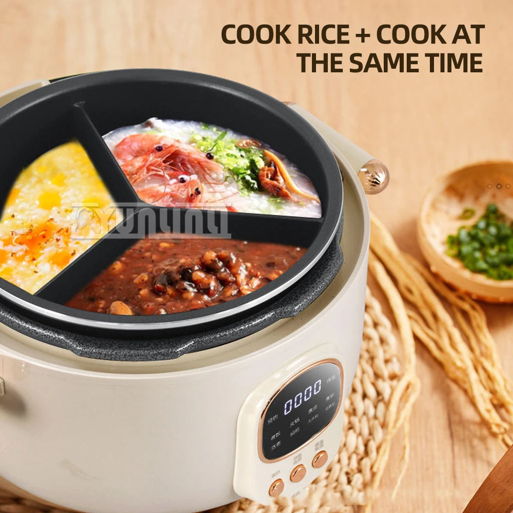 Household Electric Rice Cooker Multifunctional  Intelligence Pressure Cooker Three-compartment Hot Pot Non Stick Cooking Pot