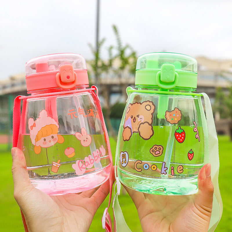 Summer Heat-resistant Cartoon Double-drinking Plastic Cup we