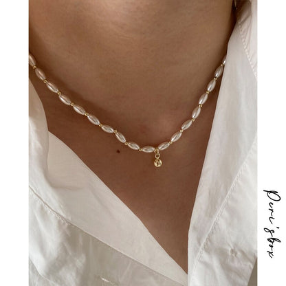 Beaded Rice Pearl Choker Necklace