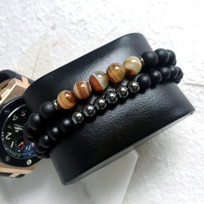 The Protector Hematite Agate Balancing Bracelet Set