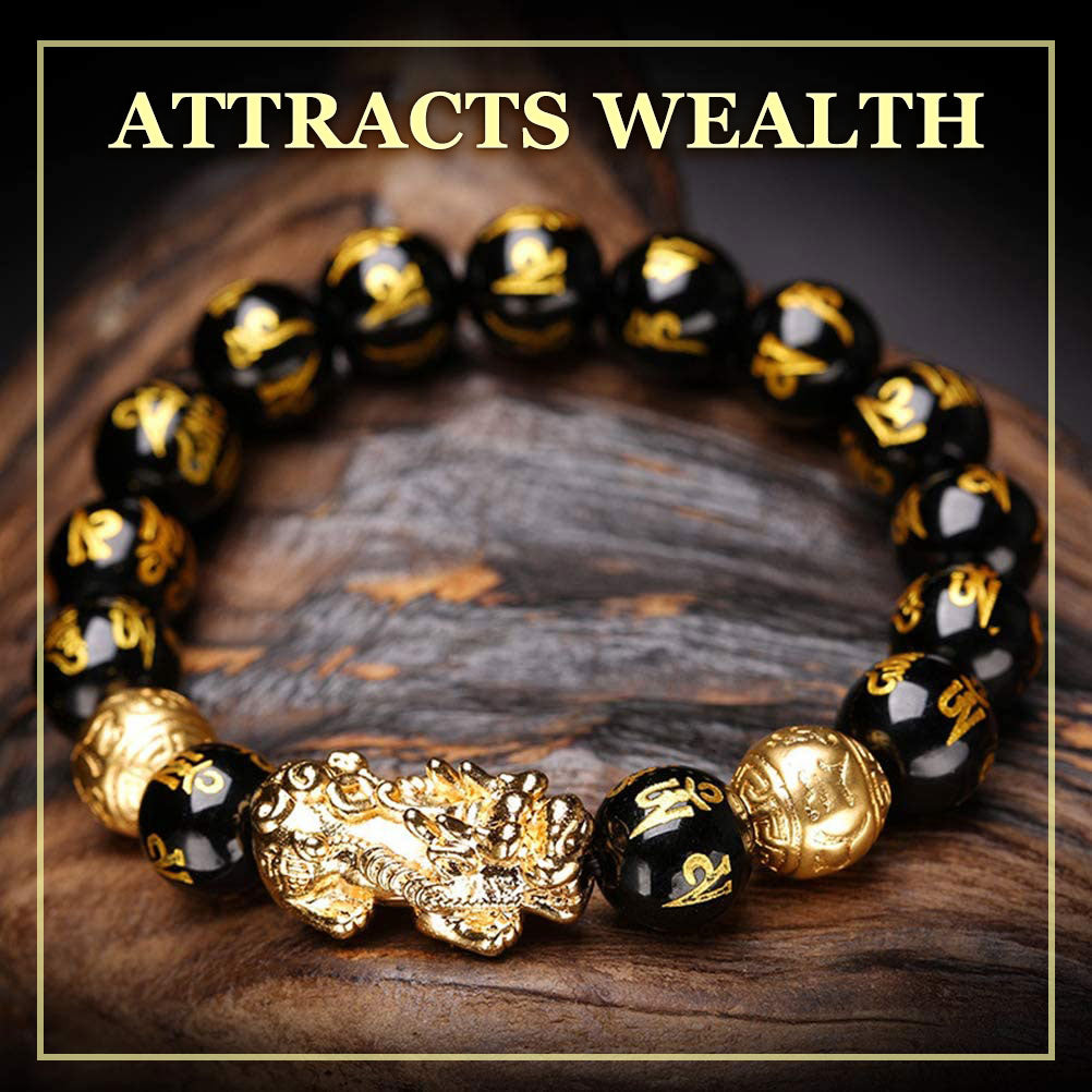 The Wealth Attractor Feng Shui Black Obsidian Bracelet